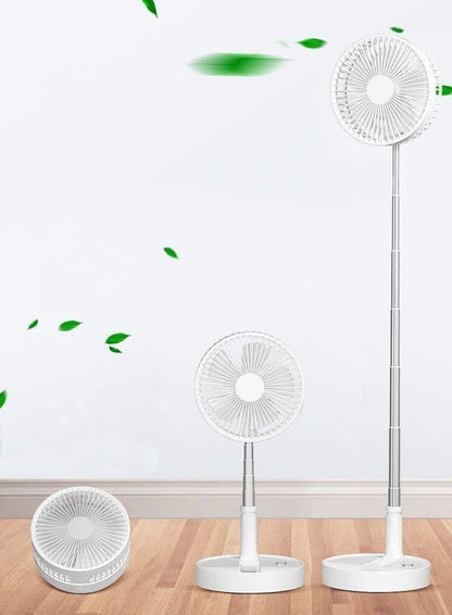 Adjustable Height Telescopic Rechargeable Standing Fan – 4-Speed, Foldable, Wireless (7200mAh Battery)