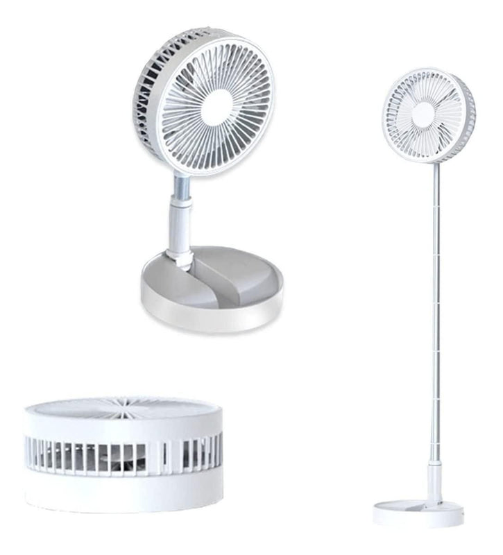 Adjustable Height Telescopic Rechargeable Standing Fan – 4-Speed, Foldable, Wireless (7200mAh Battery)